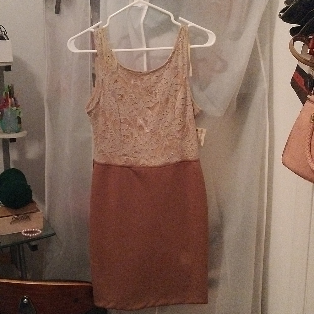Lovely Day Lace Deep V-Back Bow Dress size L
